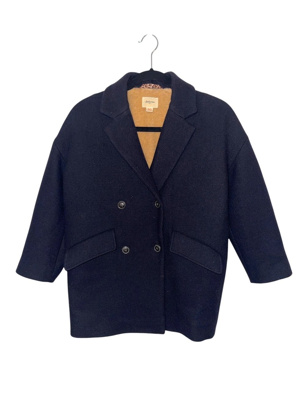 Bellerose Girls Navy Double-Breasted Wool Coat